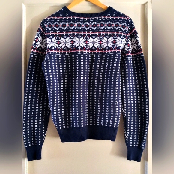 J. Crew Navy Fair Isle Nordic Knit Pullover Sweater | Size Small - Picture 2 of 4